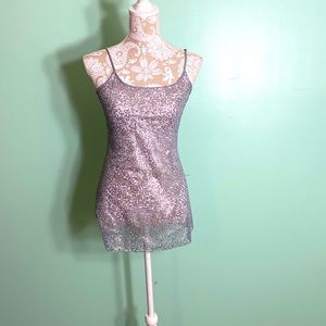 Belle du jour Sheer silver grey sequin long tank top